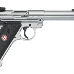 Pistolet Ruger Mark IV target inox cal.22LR SA 10cps 140mm fileté 1/2X28UNF