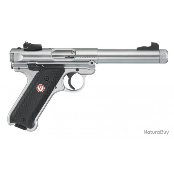 Pistolet Ruger Mark IV target inox cal.22LR SA 10cps 140mm filet 1/2X28UNF