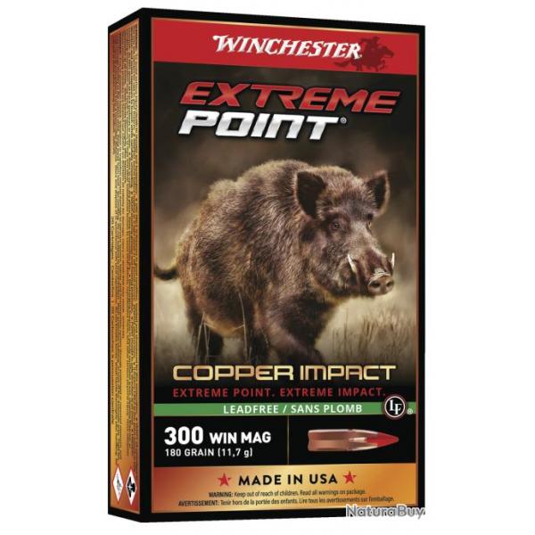 Boite de 20 cartouches Winchester extreme point lead free cal.300 win mag 180gr 11,66gr