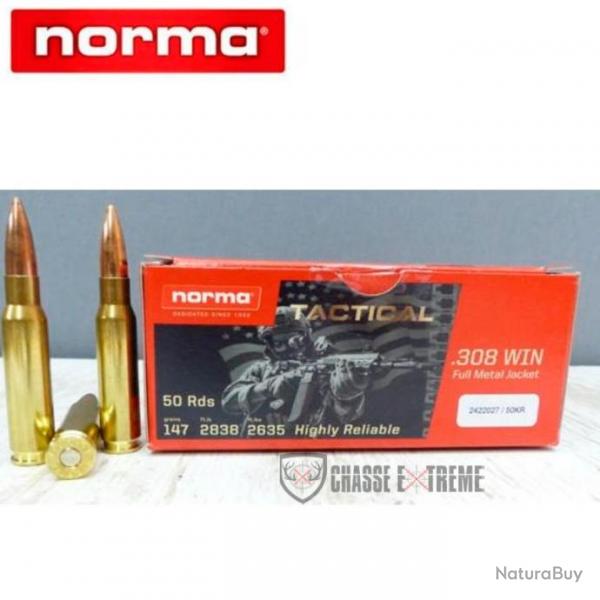 50 Cartouches NORMA Vm Tactical 147Gr Cal 308 Win