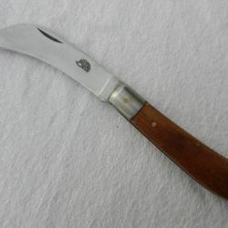 couteau serpette pliante de poche Hérisson - manche teck - longueur 18 cm