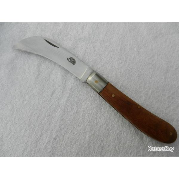 couteau serpette pliante de poche Hrisson - manche teck - longueur 18 cm