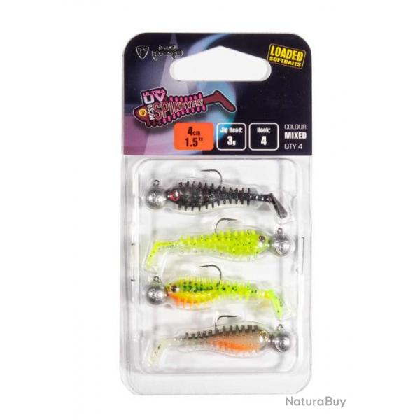 Leurre Souple Fox Rage Micro Spikey Fry UV 4cm Mixed Colour Loaded 4cm Par 4 UV Nightmare, UV Chartr