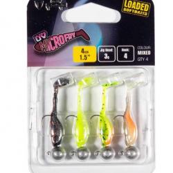 Kit Fox Rage Micro Fry UV 4cm Mixed Colour Loaded 4cm Par 4 UV Nightmare, UV Chartreuse Ayu, UV Lemo