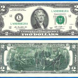 Usa 2 Dollars 2013 Mint San Francisco L12 Billet Dollar Etats Unis Nord Amerique