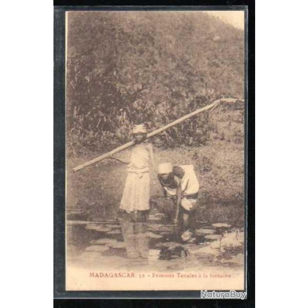 madagascar femmes tanales  la fontaine , carte postale ancienne , cpa