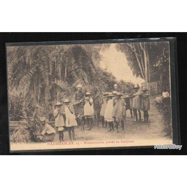 madagascar missionnaires ports en filanjane carte postale ancienne , cpa