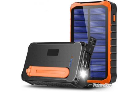 Batterie Externe Solaire 12000mAh Manivelle Auto-alimentée Power