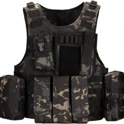 Gilet Tactique Armée Militaire Molle Airsoft Gilet pour Hommes Femmes pour Tir Chasse