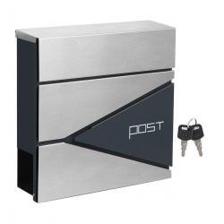 Boîte aux lettres murale avec porte-journaux clés facile à installer design moderne gris anthracite