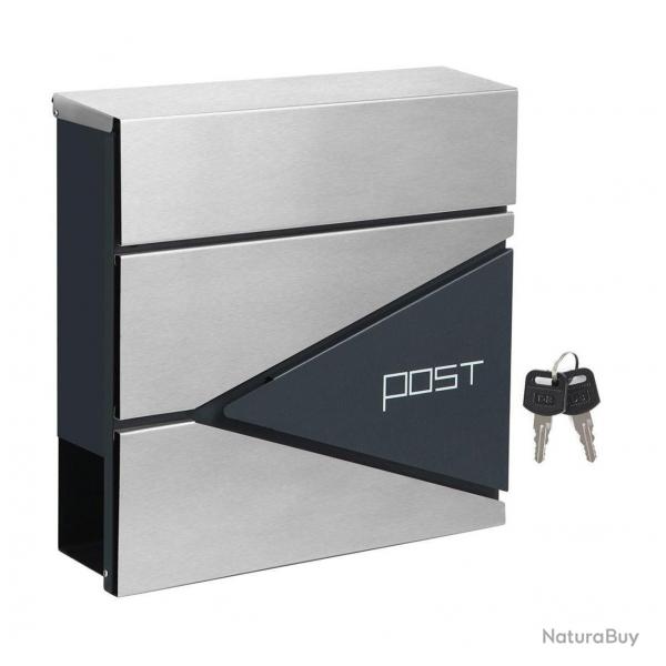 Bote aux lettres murale avec porte-journaux cls facile  installer design moderne gris anthracite