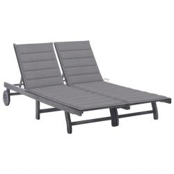 Transat chaise longue bain de soleil lit de jardin terrasse meuble d'extérieur 2 places avec coussi