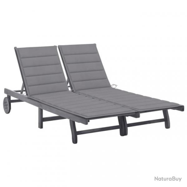 Transat chaise longue bain de soleil lit de jardin terrasse meuble d'extrieur 2 places avec coussi