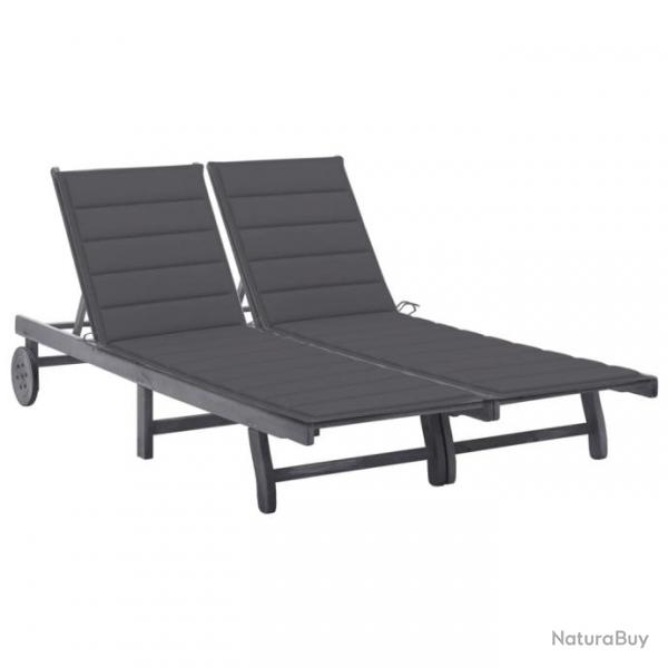 Transat chaise longue bain de soleil lit de jardin terrasse meuble d'extrieur 2 places avec coussi
