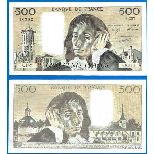 France 500 Francs 1989 Serie A Grand Billet Pascal Franc