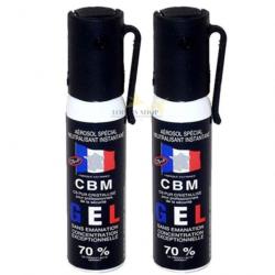 Lot 2 bombes lacrymogènes GEL CS 25ml avec clip - CBM (fabriqué en France)