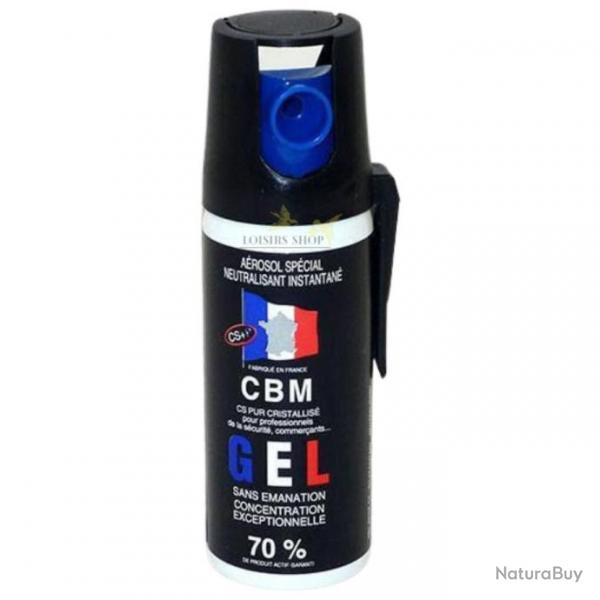 Bombe lacrymogne GEL CS 50ml avec clip - CBM (fabriqu en France)