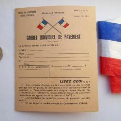 document militaire carnet individuel de payement  années 1970/80 solde en campagne solde speciale