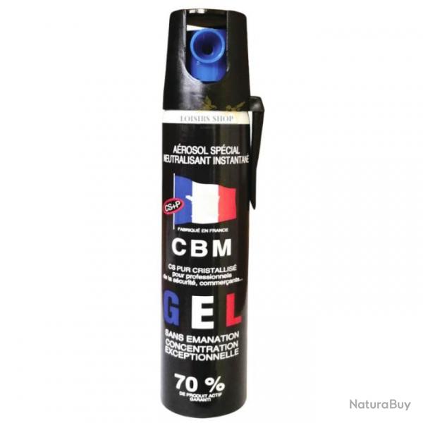 Bombe lacrymogne GEL CS 75ml avec clip - CBM (fabriqu en France)