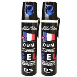 Lot 2 bombes lacrymogènes GEL CS 75ml avec clip - CBM (fabriqué en France)
