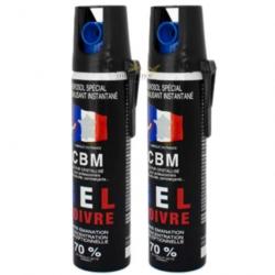 Lot 2 bombes lacrymogènes GEL POIVRE OC 75ml avec clip - CBM (fabriqué en France)