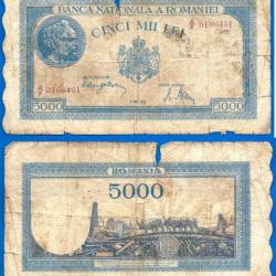 Roumanie 5000 Lei 1944 Billet Europe Centrale