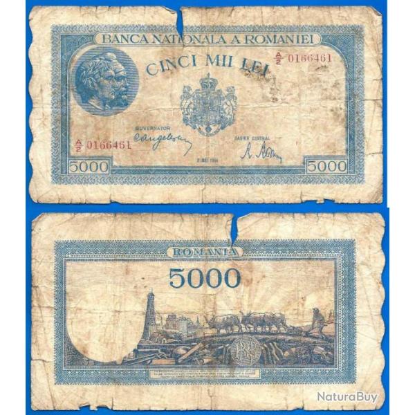 Roumanie 5000 Lei 1944 Billet Europe Centrale