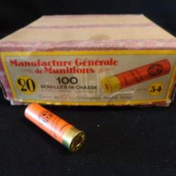 100 douilles de chasse carton calibre 20 MGM