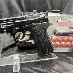 Pack défense - Pistolet FIRAT MAGNUM Noir- 9mm PAK + 50 Munitions balles à Blanc + Embout Self Gomme
