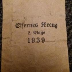 collection WW 2 emballage pour medaille croix de guerre allemand datè 1939