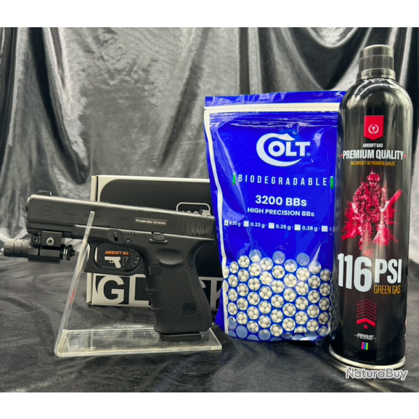 Pack laser prt a tirer Pistolet Airsoft - "GLOCK 19" - GEN4 BBS 6MM - GAZ