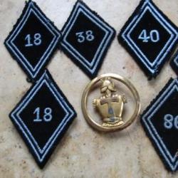 lot insigne béret losange mod 45 Transmissions 18° 38° 40° 42° 86° / 98° bataillon régiment