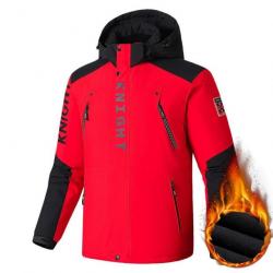 Veste de Ski de Randonnée Hiver pour Homme Coupe-Vent Manteau Imperméable Camping Rouge Neuf