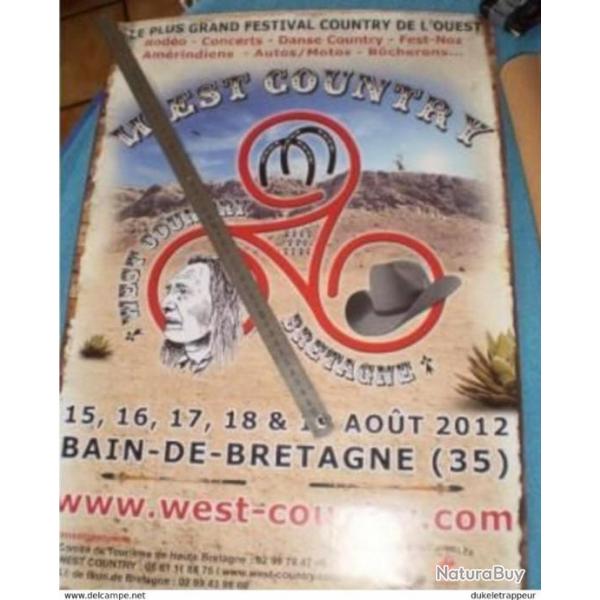 Affiche de festival 2012 Bain de Bretagne ! Collection , Cowboy, Country ...