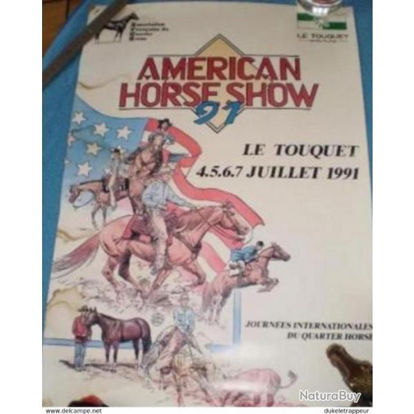 Affiche pour l'A.F.Q.H.. de 1991 par M.BLANC-DUMONT ! Collection ! Cowboy , Country ...