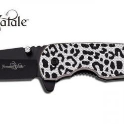Femme Fatale - Couteau léopard noir et argent