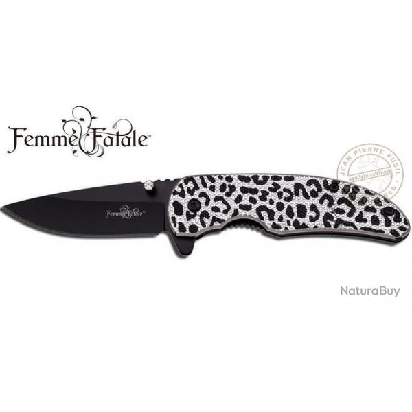 Femme Fatale - Couteau lopard noir et argent