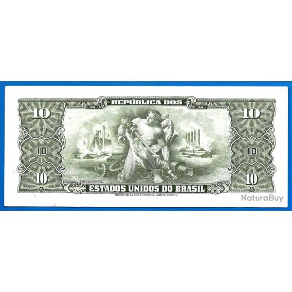 Bresil 10 Cruzeiros 1962 Sign 10 Billet NEUF Brasil Brazil Cruzeiro Reail Reais
