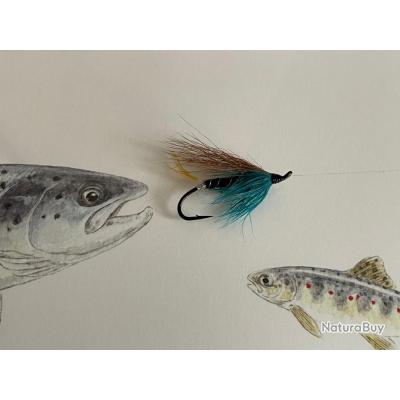 Mouche à Saumon Vintage Aux Yeux Intestinaux - Taille 8/0, Géant 25, Pêche à La Mouche