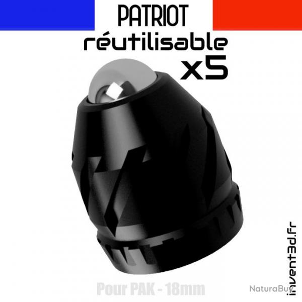 5 Patriot V2 18mm rutilisable pour PAK - Bille 10mm - Noir