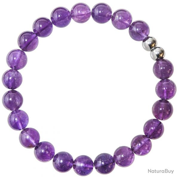 Bracelet en amthyste - Perles rondes 8 mm