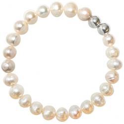 Bracelet en perles de culture forme pomme de terre - Blanc crème - 8 mm