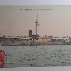 CPA Ancienne 1909.SAIGON.La canonniere ACHERON.