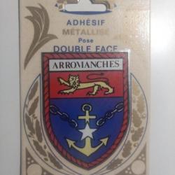 Autocollant carte postale double face : Arromanches.