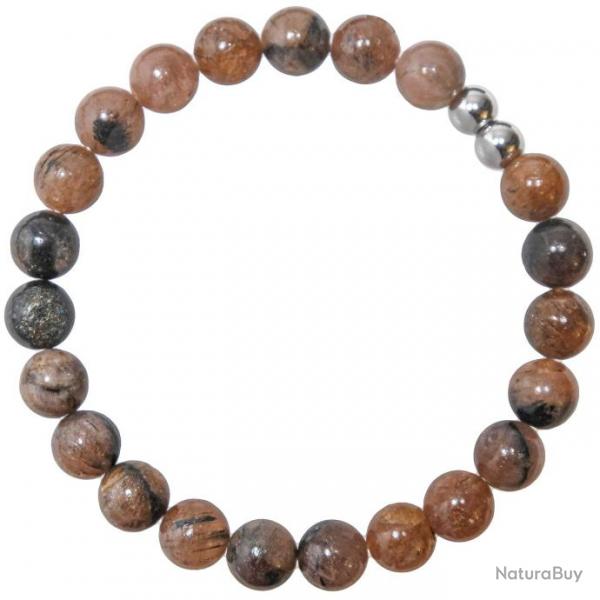 Bracelet en chiastolite - Perles rondes 8 mm