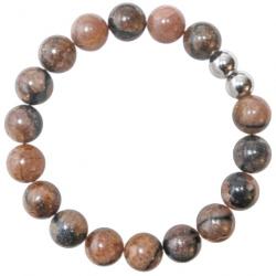 Bracelet en chiastolite - Perles rondes 10 mm