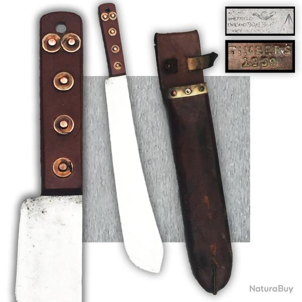 RARE & BEAU COUTEAU POIGNARD MACHETTE ANGLAIS 1939 SHEFFIELD ENGLAND WW2 ORIGINAL