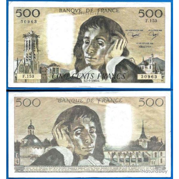 France 500 Francs 1982 Grand Billet Franc Pascal