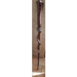 Baton de marche ancien - cobra - bois précieux- vers 1900