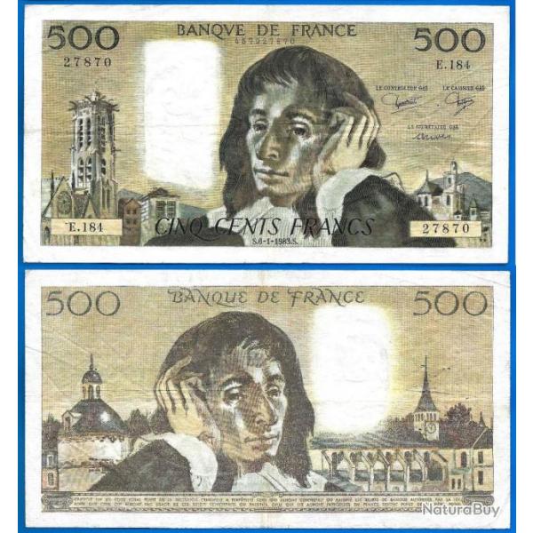 France 500 Francs 1983 Grand Billet Pascal Franc